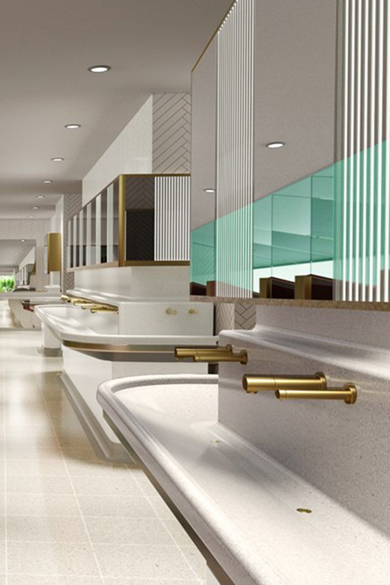WCs refurbishment Victoria Underground, London by architects Landolt + Brown and contractor Maxwood Washrooms.